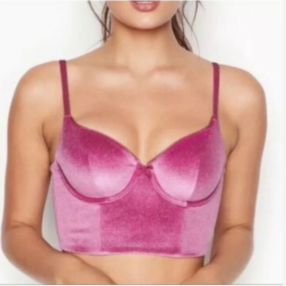 Victoria's secret lined velvet bra,long line,corset,bustier - Picture 2 of 15